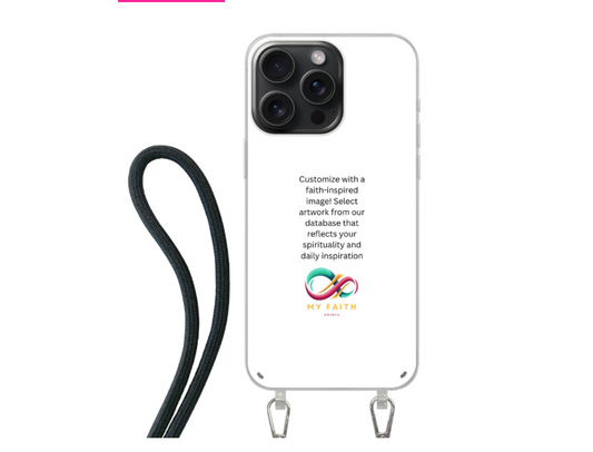 Apple iPhone 15 Pro Max Crossbody case (back printed, transparent)