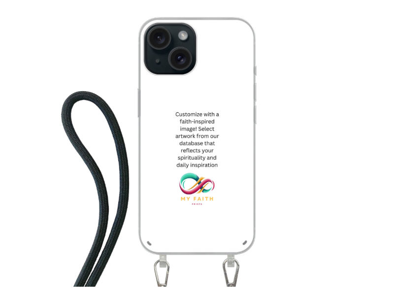 Apple iPhone 15 Crossbody case (back printed, transparent)