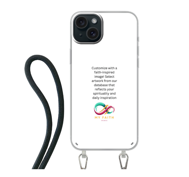 Apple iPhone 15 Plus Crossbody case (back printed, transparent)