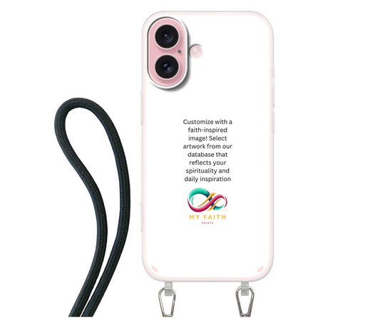Apple iPhone 16 Crossbody case (back printed, transparent)