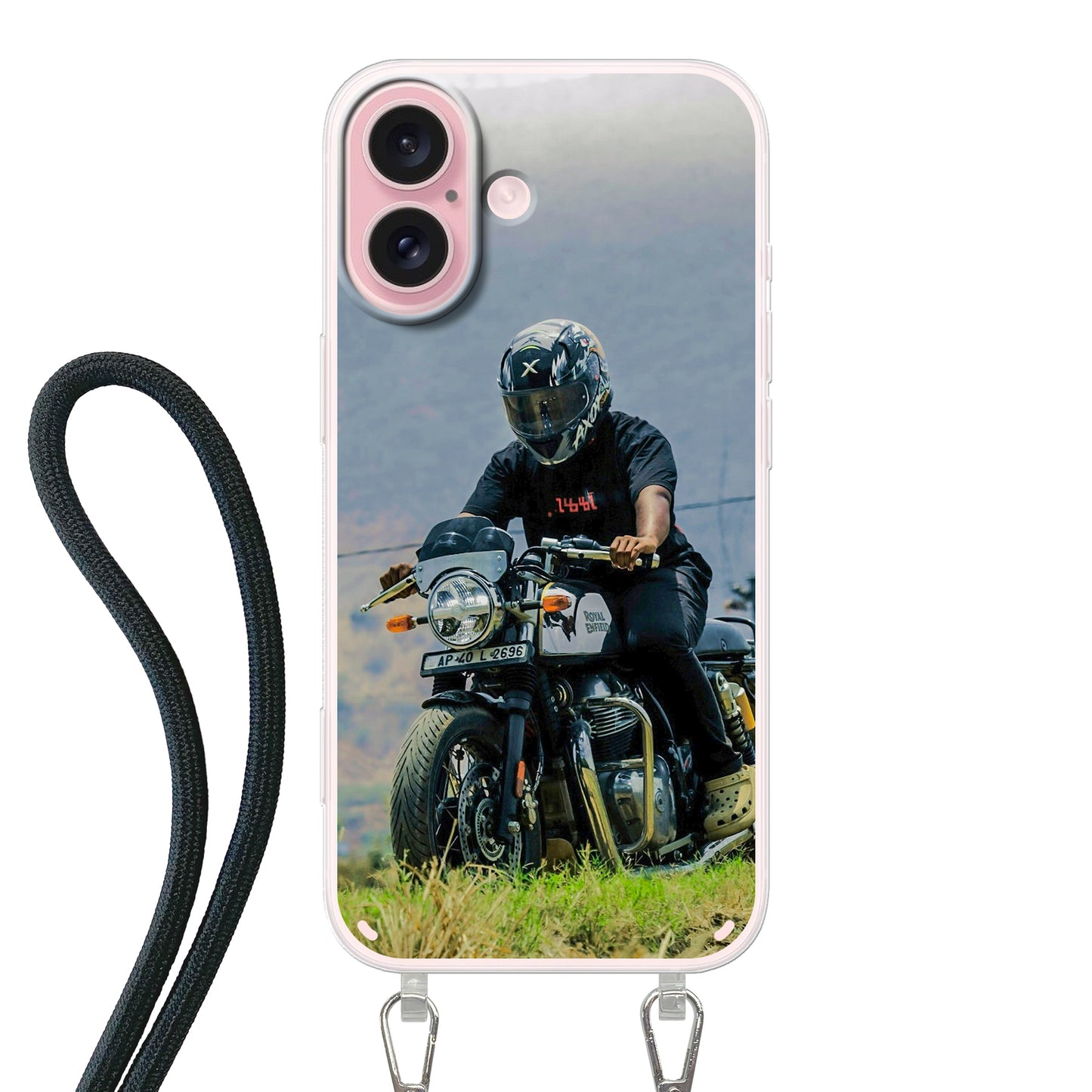 Apple iPhone 16 Crossbody case (back printed, transparent)
